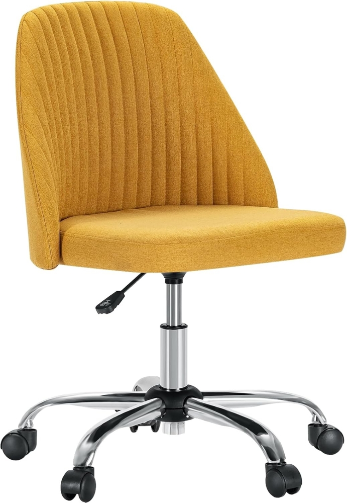 Sweetcrispy Armloser Bürostuhl, niedlicher Schreibtischstuhl, moderner Stoff, Heimbüro, Schreibtischstuhl mit Rollen, verstellbar, drehbar, Computer-Schminkstuhl für kleine Räume Bild 1