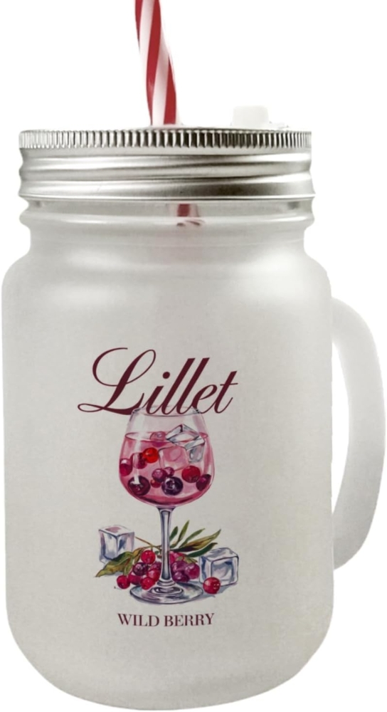 speecheese Glas Weinglas mit Beeren Lillet Wild Berry Mason Jar Henkel Trinkglas Bild 1