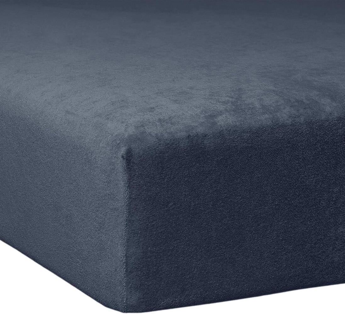 Traumschlaf Flausch Biber Boxspring Matratzen Spannbettlaken|140x200 cm - 160x200 cm| marine Bild 1