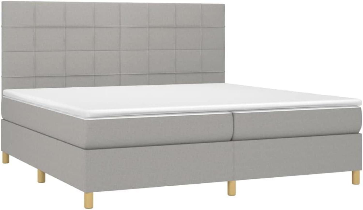 vidaXL Boxspringbett mit Matratze Hellgrau 200x200 cm Stoff, Härtegrad: H2 [3142361] Bild 1