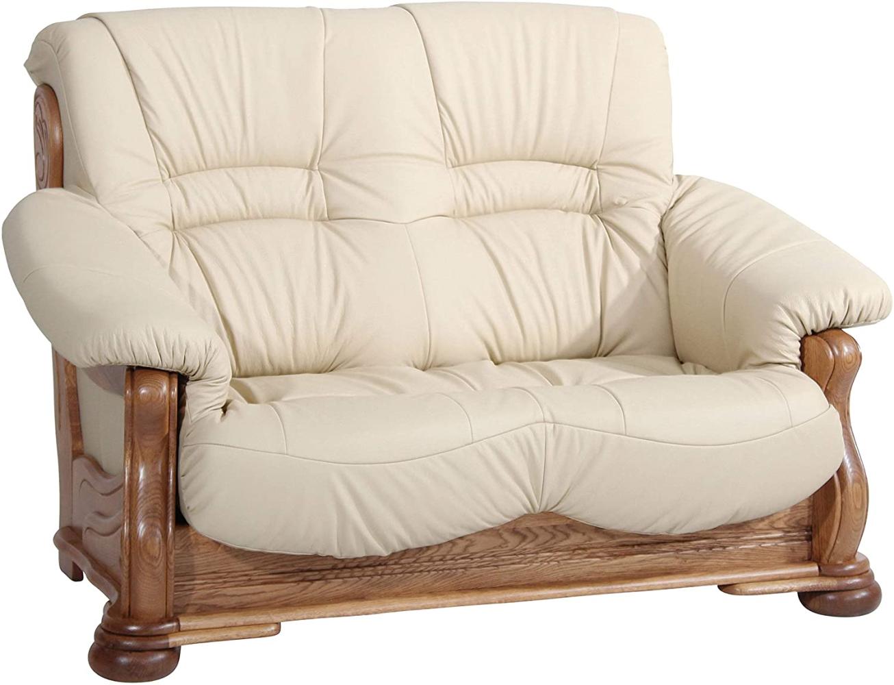 Tennessee Sofa 2-Sitzer Echtleder Beige Eiche rustikal Bild 1