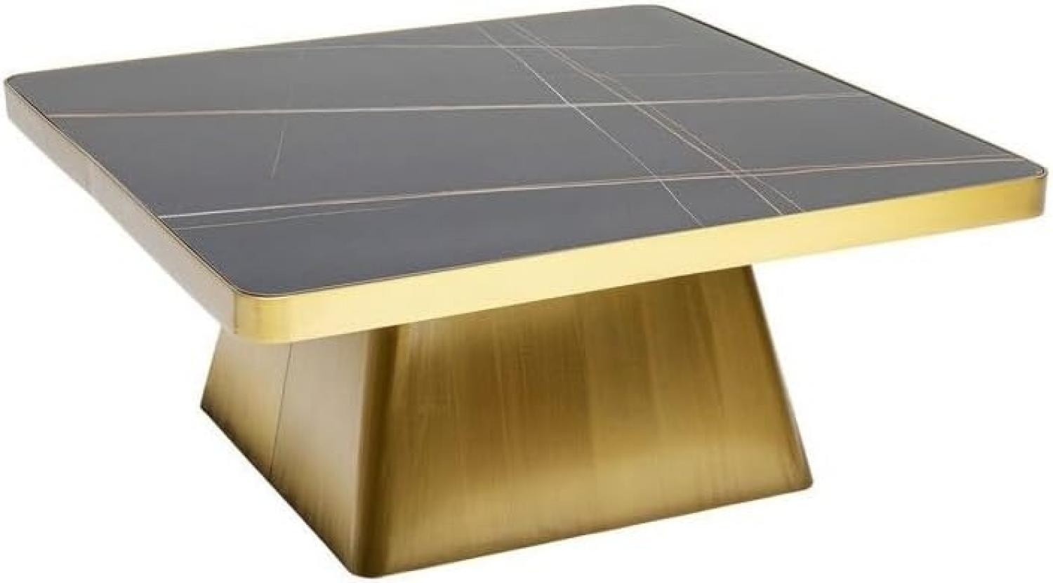 Kare Design Couchtisch Miler, Gold, 80x80cm, Beistelltisch, Stahlgestell, Marmor Tischplatte, 36x80x80 cm (H/B/T) Bild 1