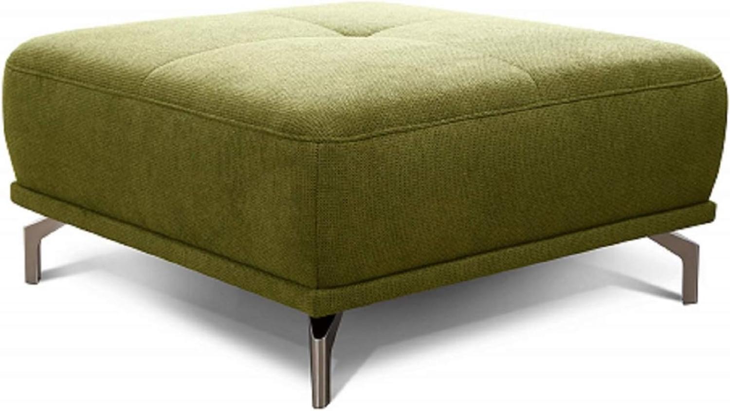 CAVADORE XXL-Hocker Carly / Fußbank fürs Wohnzimmer / Polsterhocker passend zum Ecksofa Carly, 91 x 45 x 91, Webstoff grün Bild 1