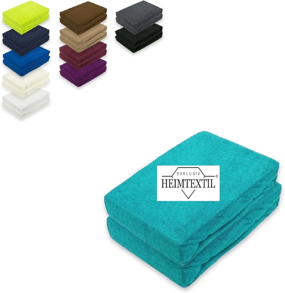 Doppelpack Frottee Spannbettlaken Premium Türkis 90 - 100 x 200 cm Bild 1