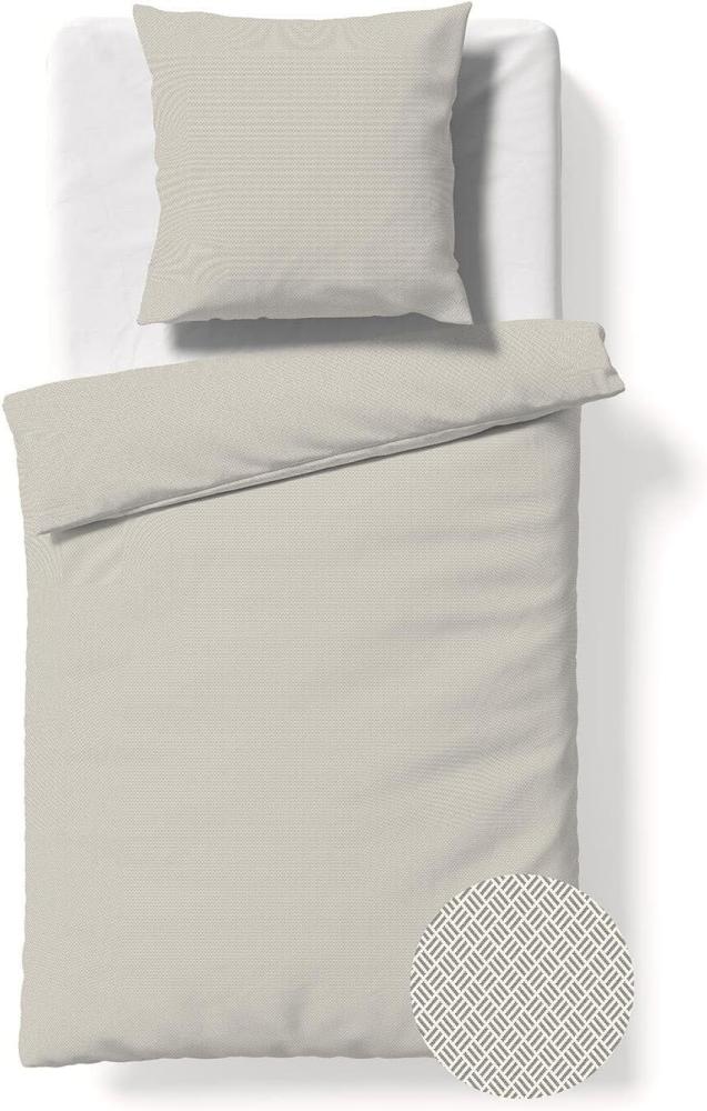 Fleuresse Lech Edelflanell Bettwäsche 155x220 kleingemustert beige uni 604467-07 Bild 1