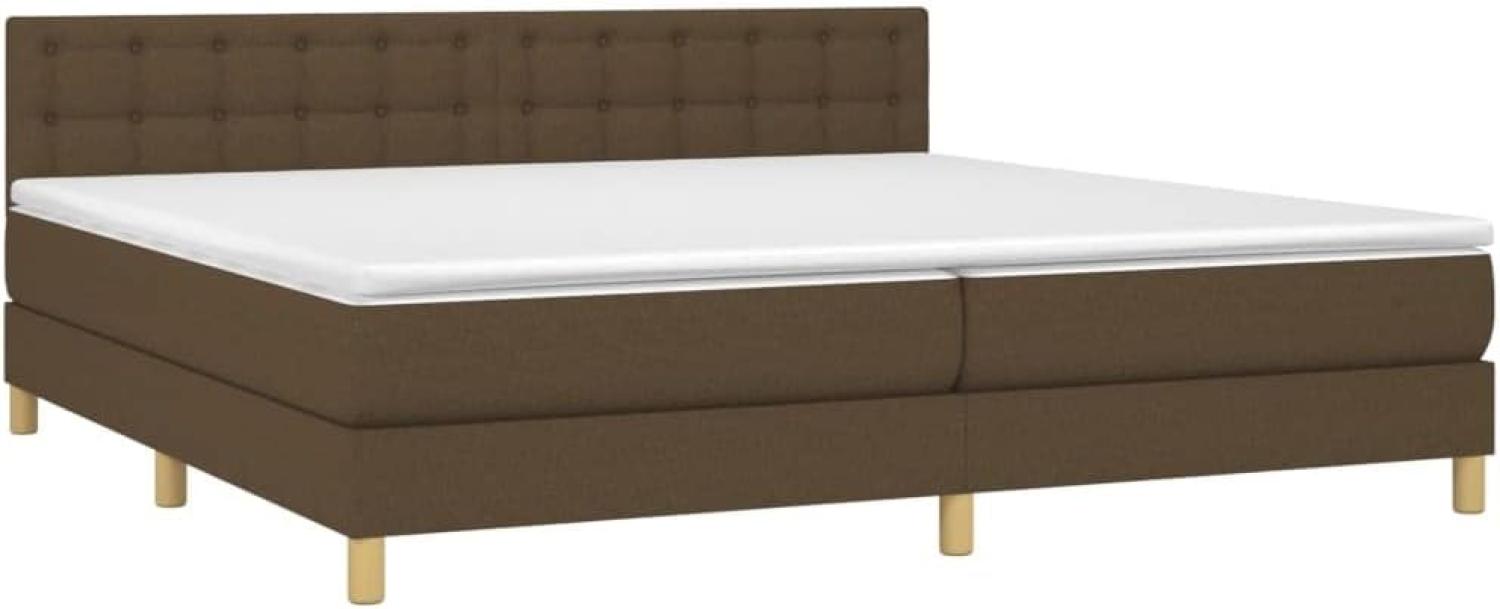 vidaXL Boxspringbett mit Matratze & LED Stoff Dunkelbraun 200 x 200 cm, Härtegrad: H2 [3134064] Bild 1