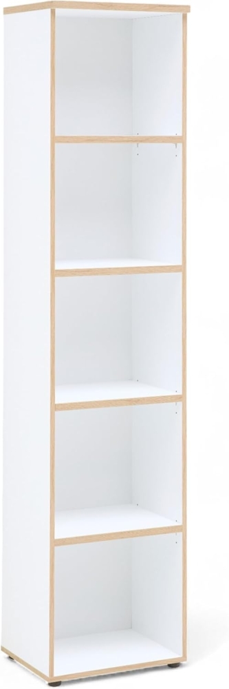 Stella Trading Memphis Aktenregal in Weiß, Artisan Eiche Optik - Modernes Standregal mit 5 offenen Fächern - 45 x 197 x 38 cm (B/H/T) Bild 1