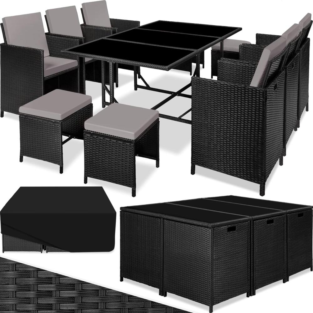 tectake Sitzgruppe Rattan Sitzgruppe, (Set, 12-tlg), für 6 bis 10 Personen Bild 1