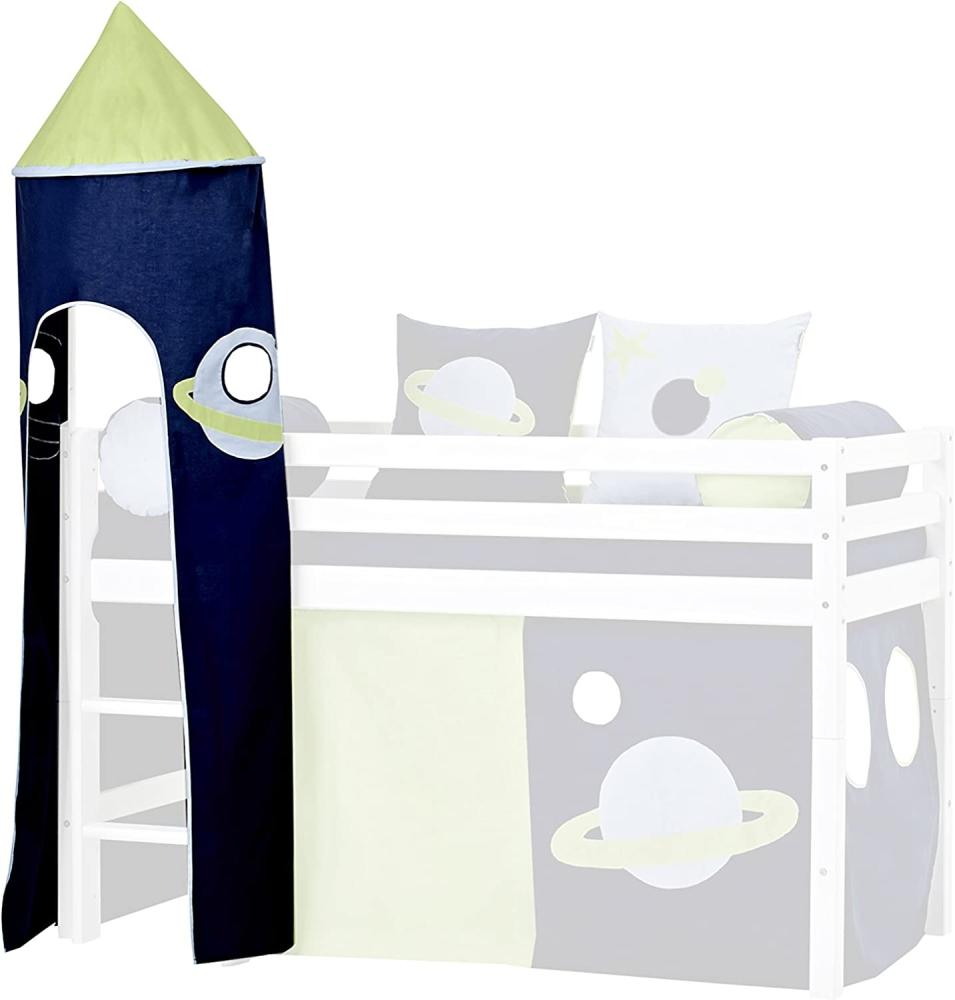 Hoppekids für Halbhochbett, Spielbett, Hochbett, inkl Gestell, Blau, Textil, Space, 45 x 45 x 185 cm Bild 1