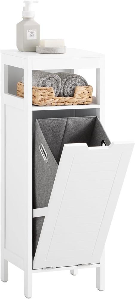 SoBuy Wäscheschrank BZR122 Badschrank mit Wäschesack Wäschesammler Wäschekorb Wäschetruhe Weiß Bild 1