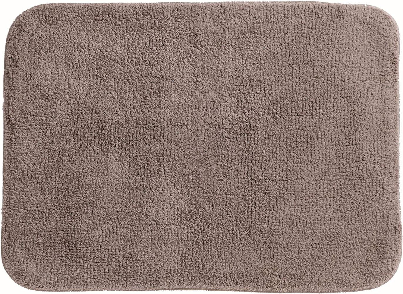 Spirella Badteppich Badematte Duschvorleger CAMPUS 100% Baumwolle Hochflor | flauschig | rutschhemmend | geeignet für Fußbodenheizung | 50x70 cm | Taupe Bild 1