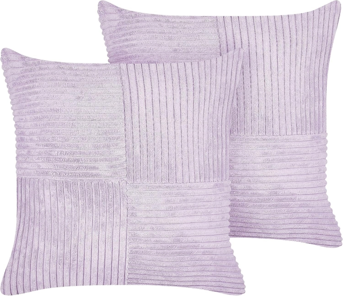 Beliani 'MILLET' Kissen, 2er Set, Cord Polyester violett, 43x43 cm Bild 1
