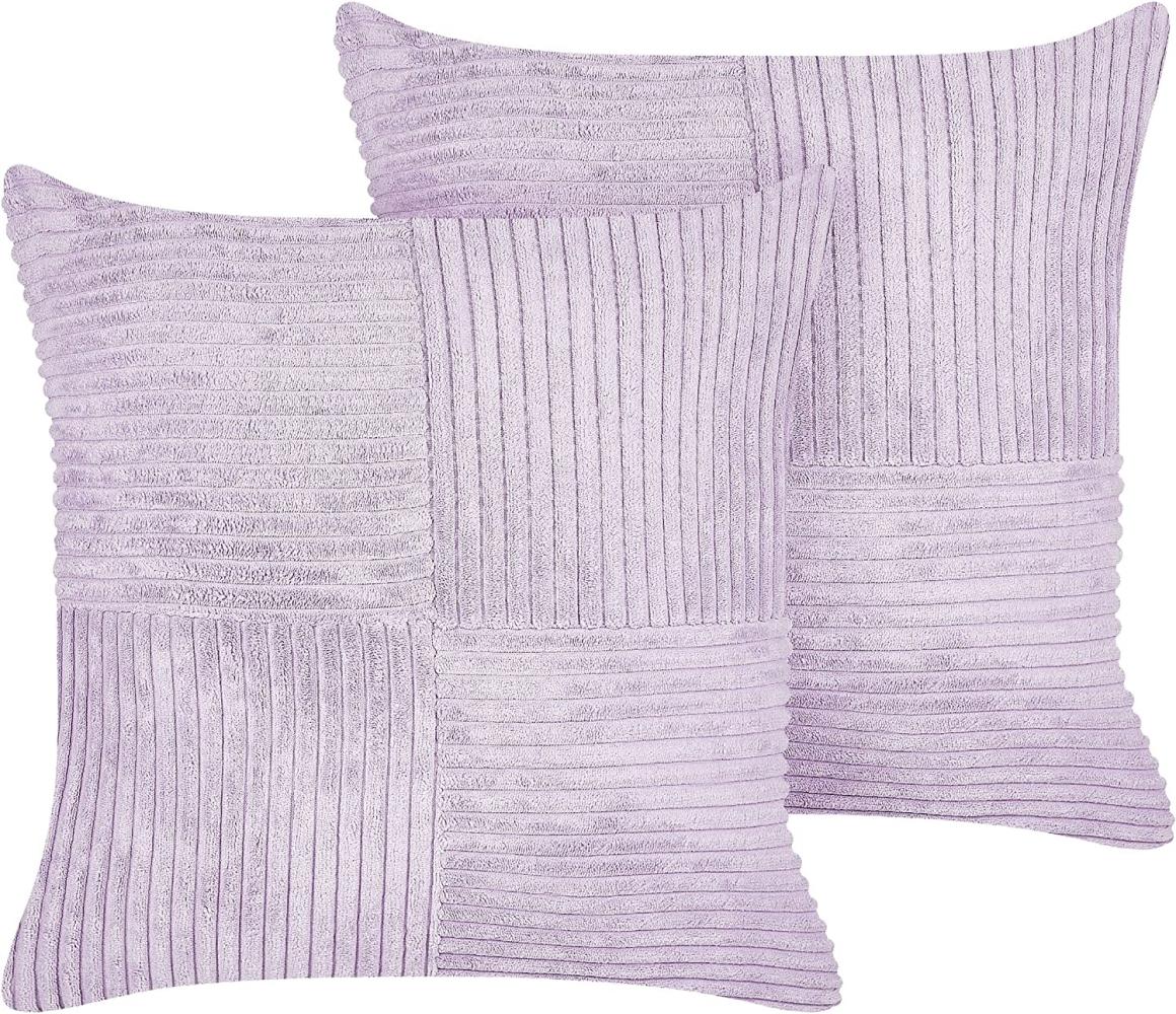 Beliani 'MILLET' Kissen, 2er Set, Cord Polyester violett, 43x43 cm Bild 1