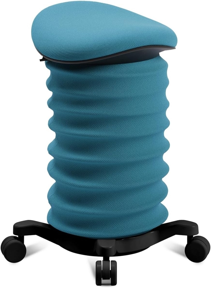 TOPSTAR Sitness 4D mit Rollen - AGR-Zertifiziert Dynamischer Sitzhocker schwarz - Petrol, ergonomischer Bürohocker - höhenverstellbar - stärkt den Rücken - entlastet die Bandscheiben Bild 1