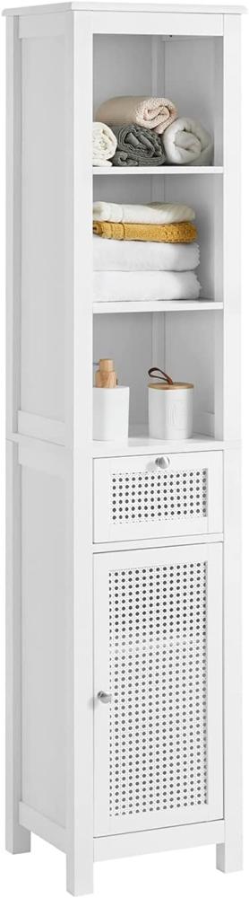 Hochschrank mit 3 offenem Fächern und 1 Schublade MDF Weiß BZR36-W Bild 1