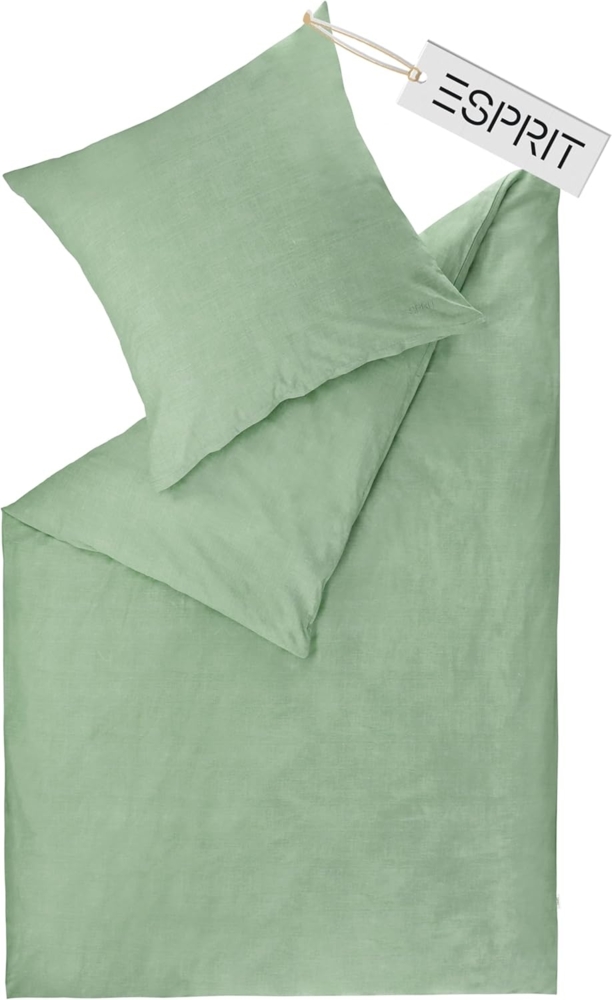Esprit Bettwäsche HARP Renforcé Kissenbezüge und Bettwäsche, Baumwolle, 1 teilig, 155 x 220 cm in Grün Bild 1