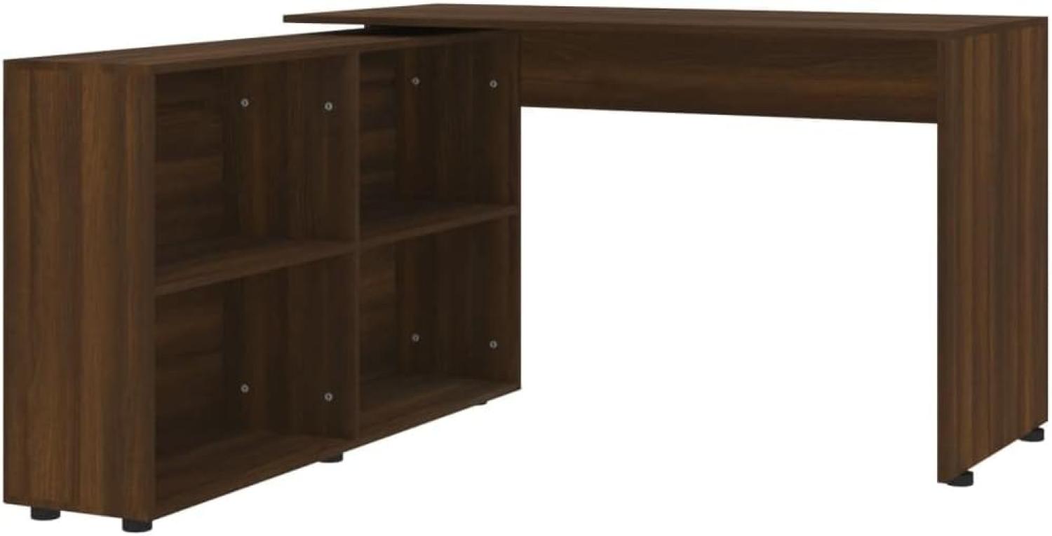 Eckschreibtisch mit Regal, Eiche braun, 130 x 60 x 75 cm Bild 1