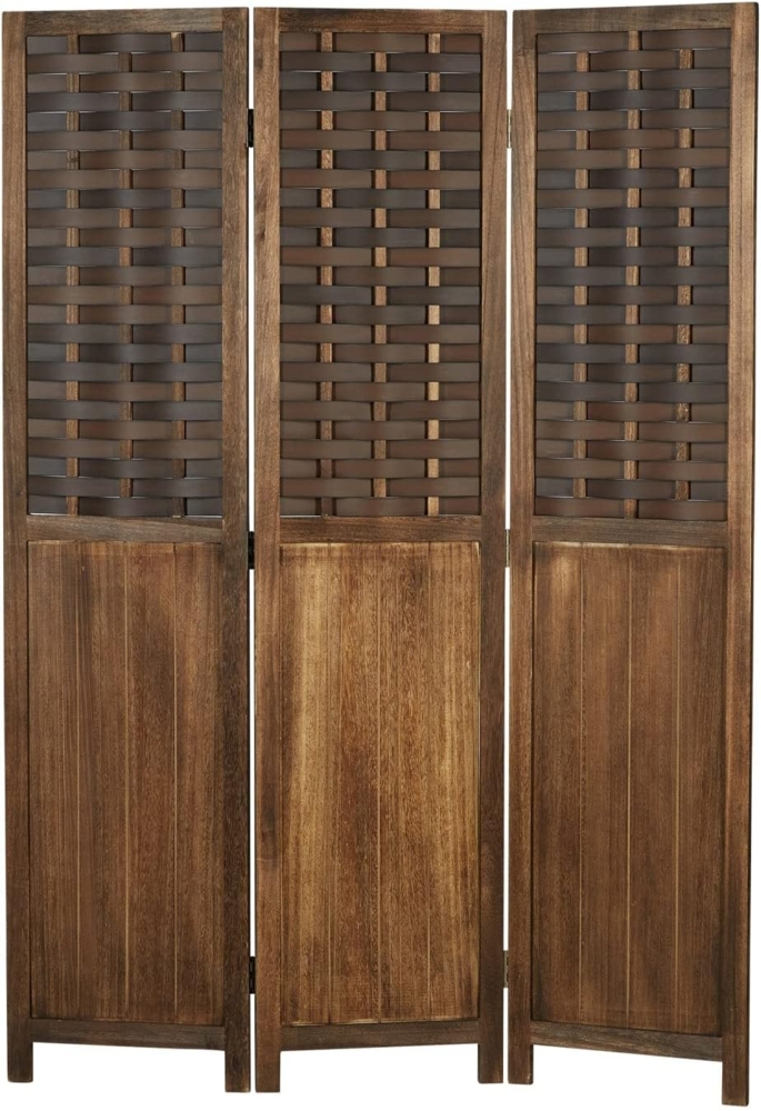 Paravent Raumteiler 3 teilig Holz Trennwand Rattan Optik Sichtschutz Braun Bild 1
