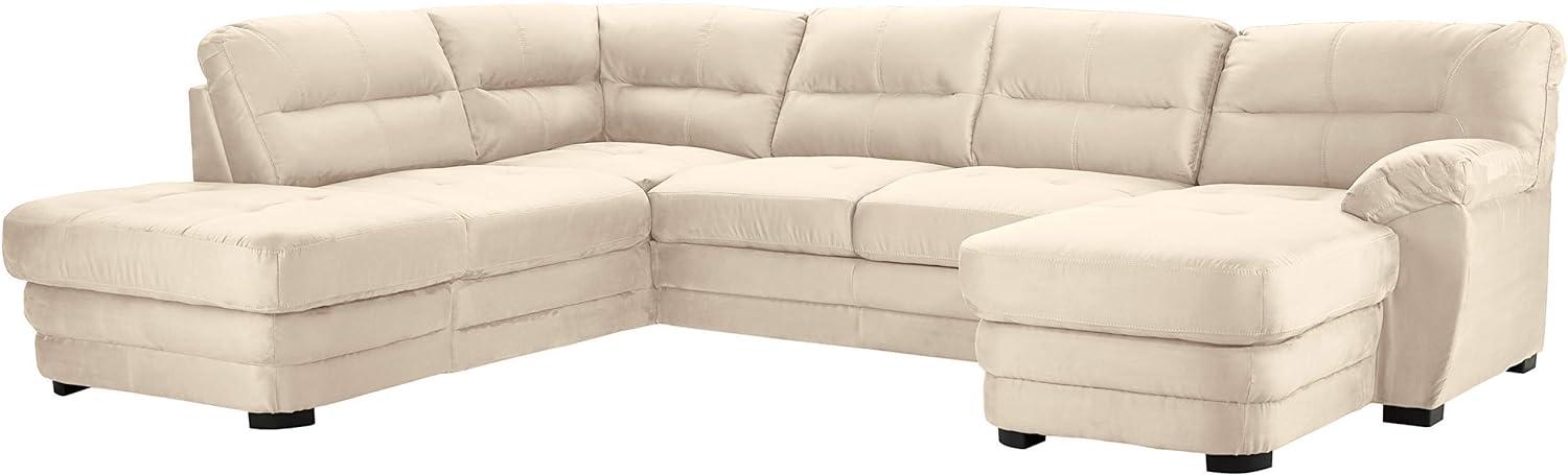 Mivano Wohnlandschaft Royale, Zeitloses Schlafsofa in U-Form mit Bettfunktion, Stauraum und hohen Rückenlehnen, 316 x 90 x 230, Mikrofaser, beige Bild 1