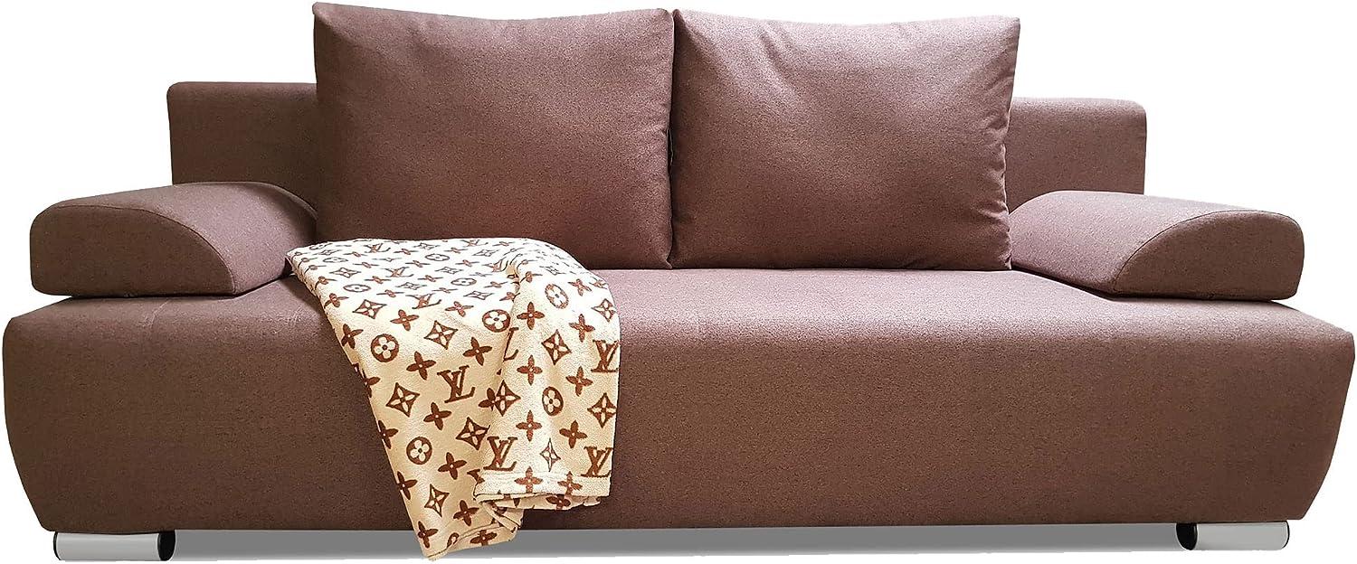 Möbel-Eins AMIR Schlafsofa mit Bettkasten, Stoffbezug dunkelbraun/beige Bild 1