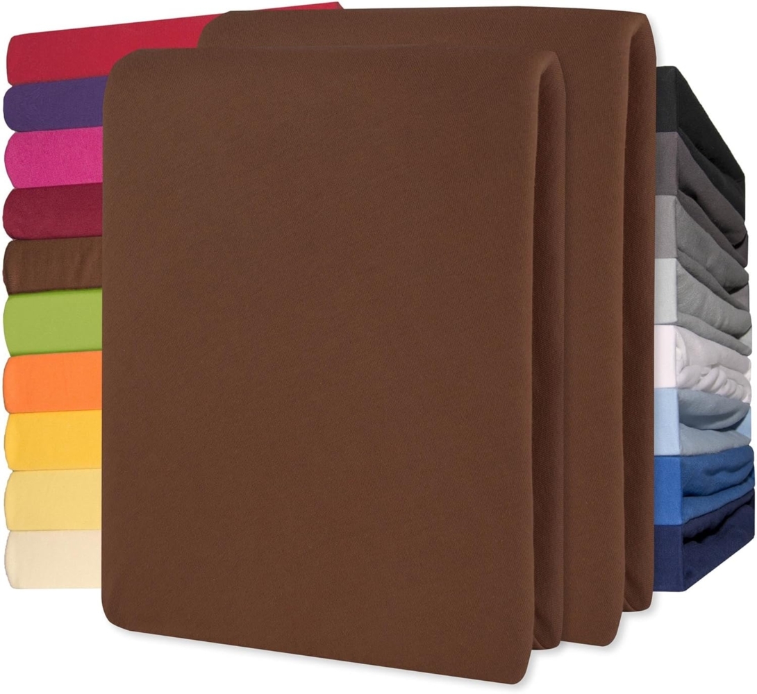 CelinaTex Jersey Topper Spannbettlaken Lucina Doppelpack 90x200-100x200 cm Schoko braun 100% Baumwolle gekämmt bis 12cm Matratzenhöhe Oeko-TEX Bild 1