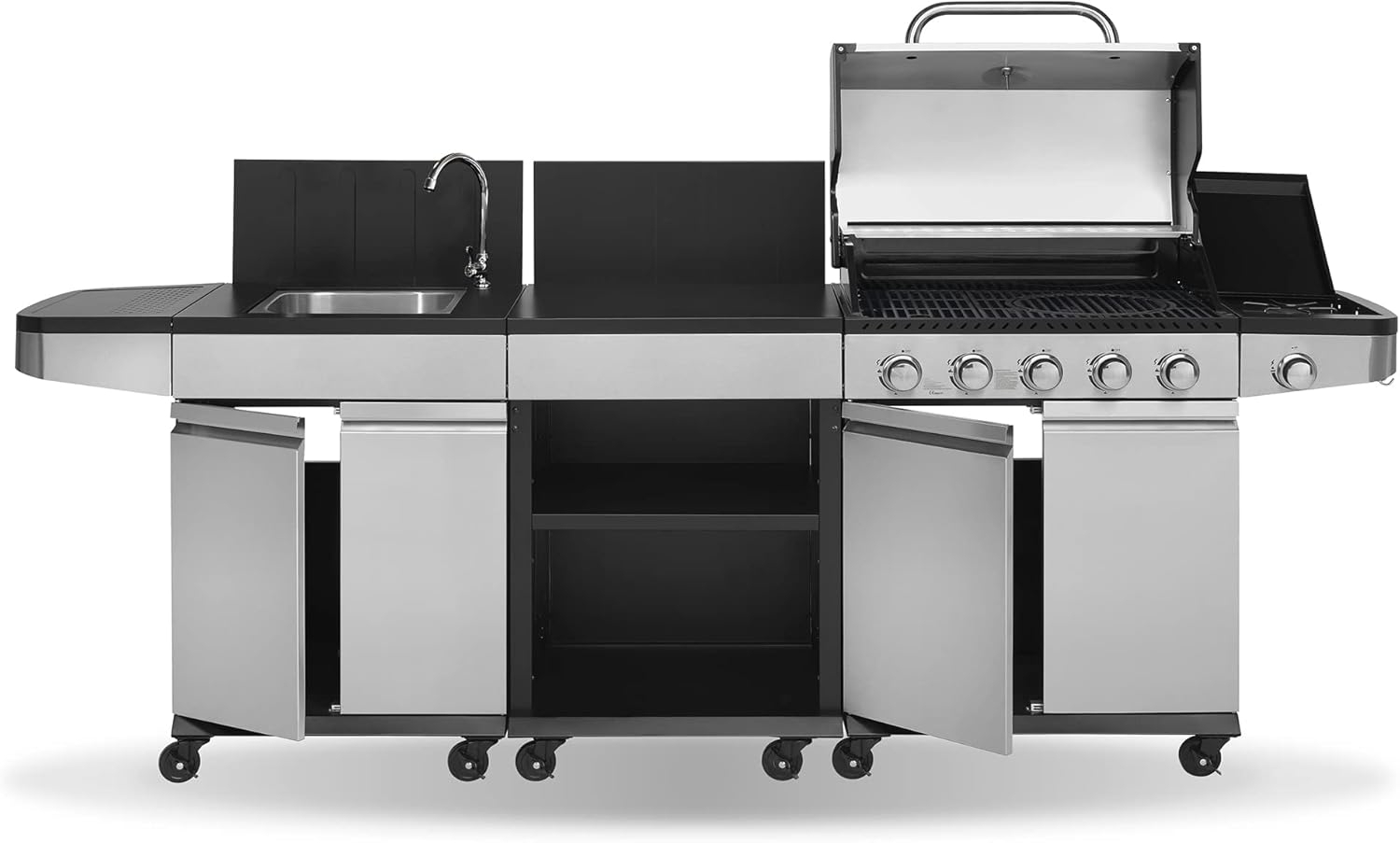 Justus BBQ Gasgrill Outdoorküche "Juno" inkl. Anschlussarmatur, silber / schwarz,5 +1 Brenner Bild 1