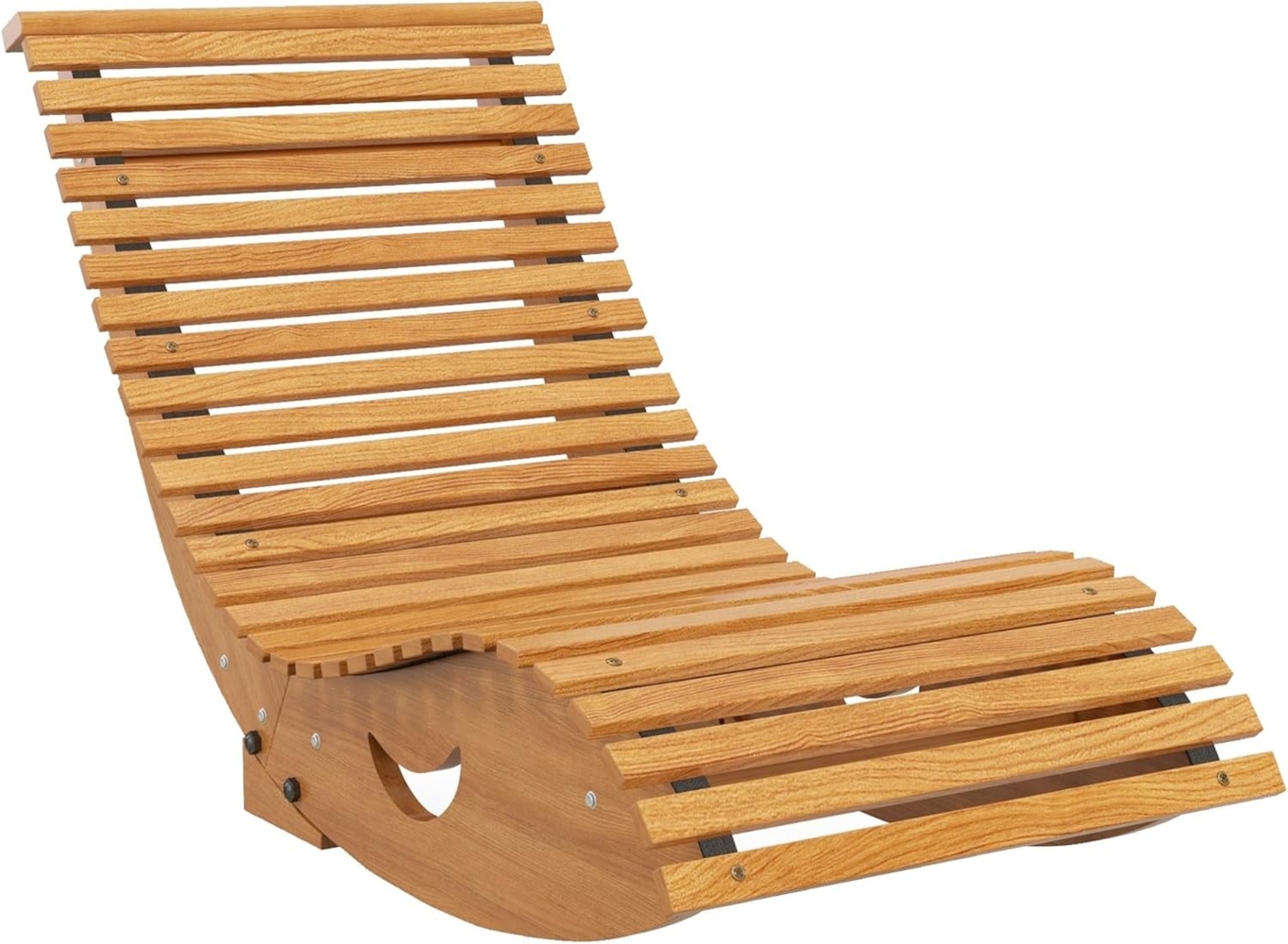 Outsunny Schaukelstuhl Schaukelliege Holz Ergonomisch Schwingstuhl mit S-Form, Kippschutz (Gartenliege, 1 St), bis 120 kg belastbar für Balkon, Terrasse, Teak, 130 x 60 x 60 cm Bild 1