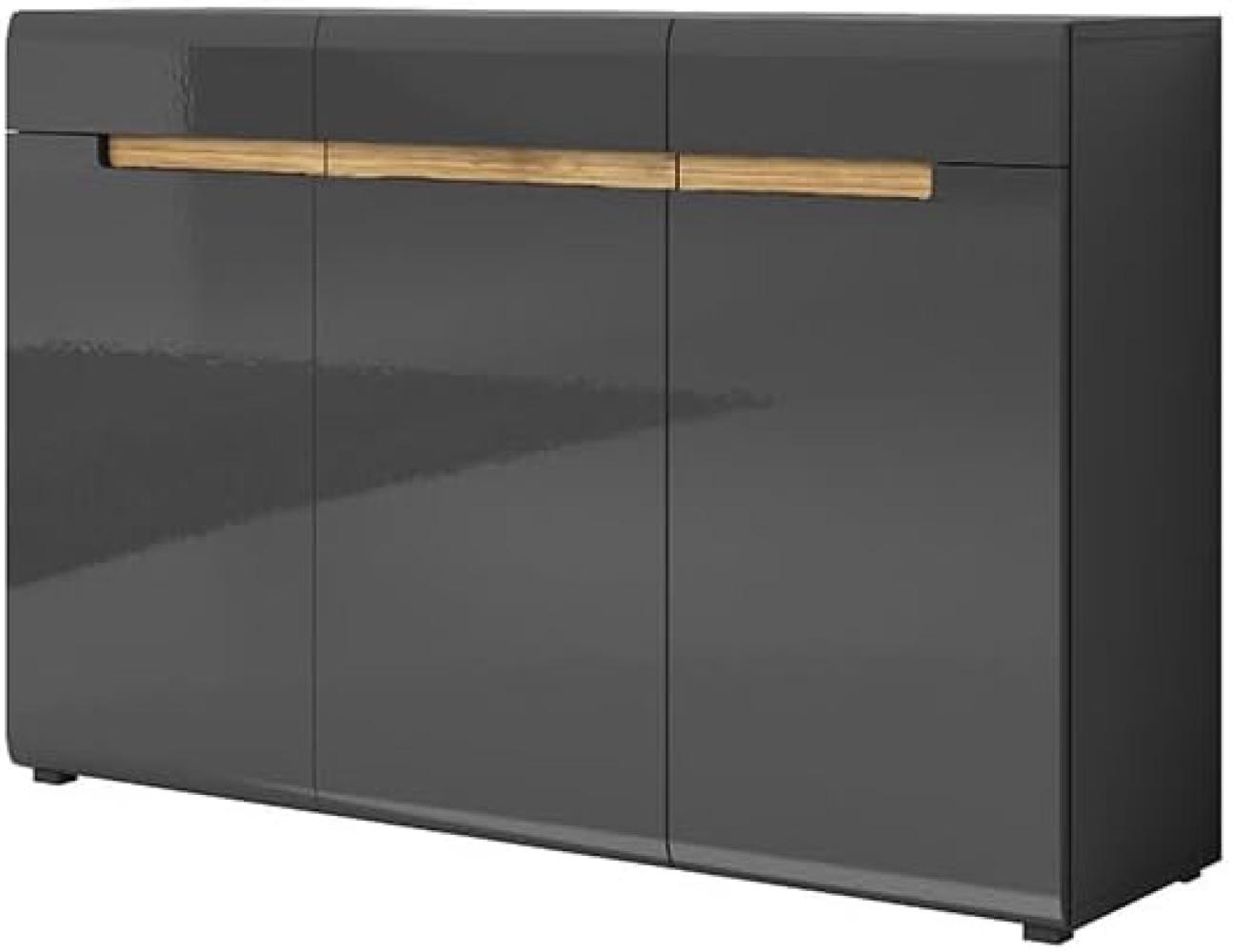 Sideboard "Hektor" Kommode 137cm grau Front MDF Hochglanz Fichte Bild 1