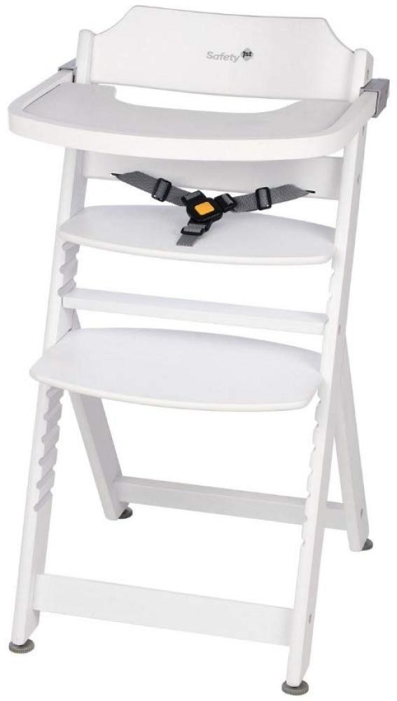 Safety 1st 'Timba' Treppenhochstuhl, weiß, 4-fach höhenverstellbar, mit Sicherheitsbügel, Gurt und Essbrett, Buche massiv Bild 1