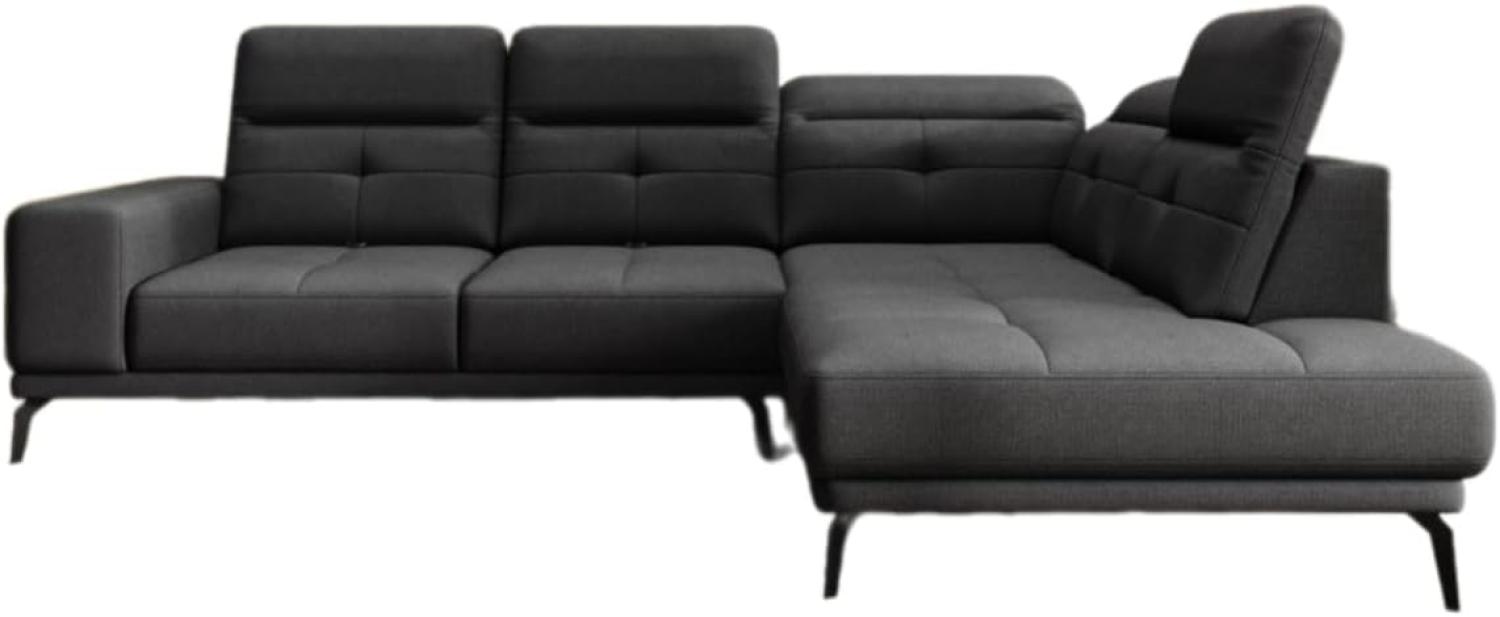 Designer Sofa Isabella mit verstellbarer Kopf- und Rückenlehne Stoff Schwarz Rechts Bild 1