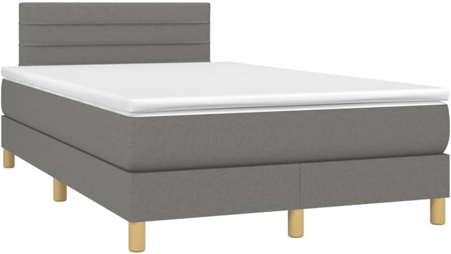 Boxspringbett mit Matratze & LED Stoff Dunkelgrau 120 x 200 cm, Härtegrad: H2 [3133782] Bild 1