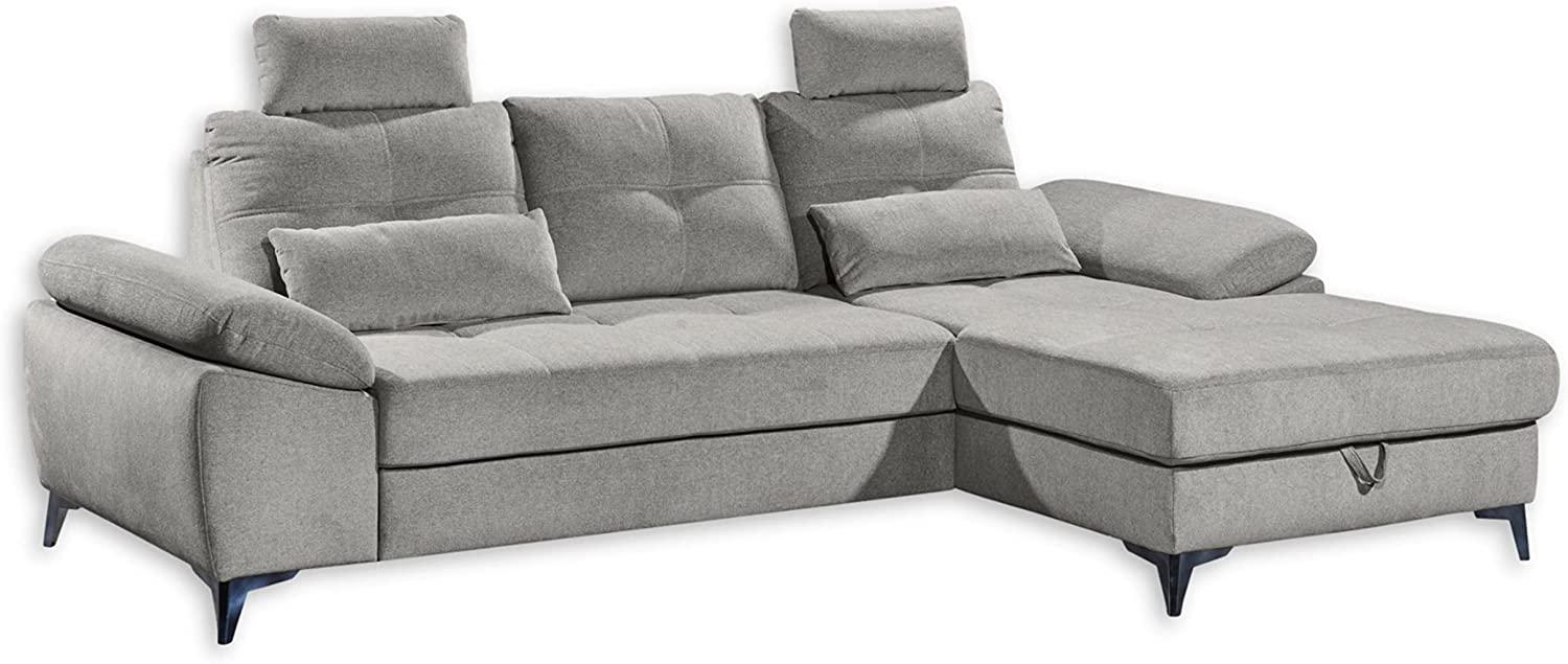 Ecksofa AUCKLAND Stoff grau Schlaffunktion und Bettkasten Bild 1