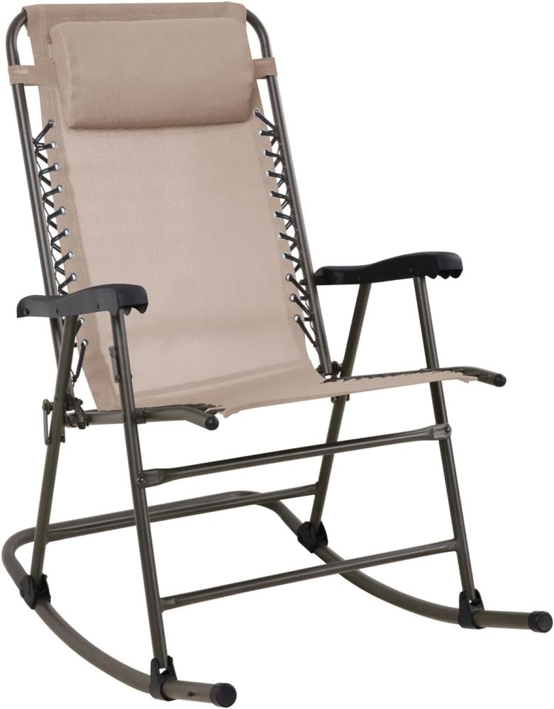 SVITA Schaukelstuhl faltbar klappbar Outdoor mit Kopfstütze Armlehne Beige/Sandfarben Bild 1