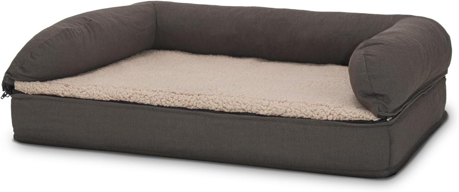 Matratzen Discount orthopädisches Hundebett mit Rückenlehne, PU-Komfortschaum braun, 23 x 80 x 55 cm Bild 1