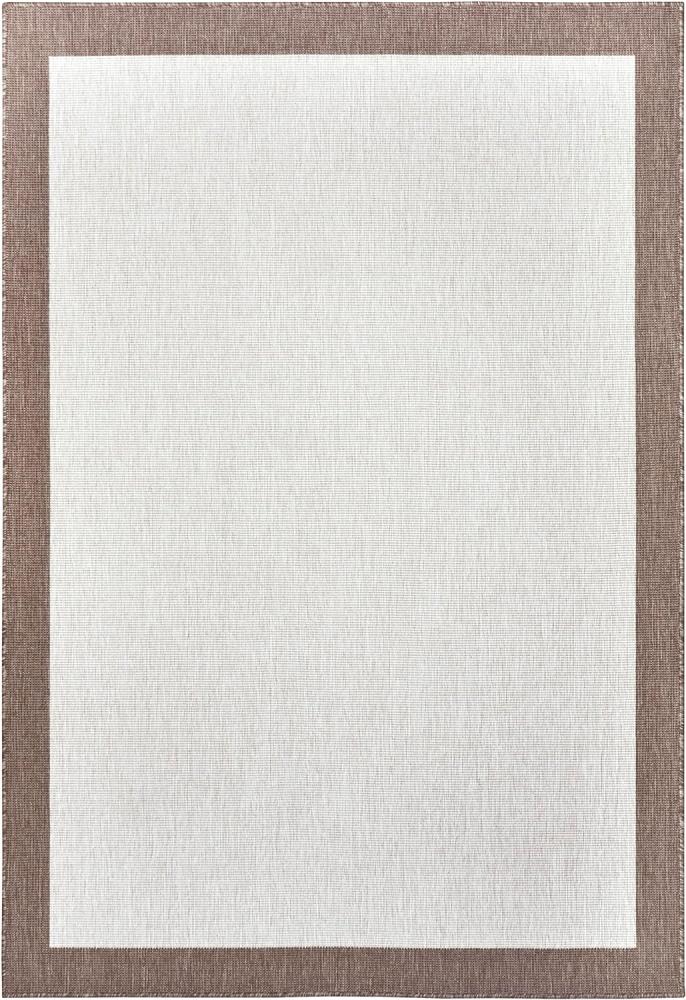 NORTHRUGS In- und Outdoor Teppich Panama 120x170cm - Wendeteppich Wetterfest Modernes Uni Design mit Bordüre Läufer für Balkon Terrasse Garten Wintergarten Wohnzimmerteppich Wasserfest, Linen Bild 1