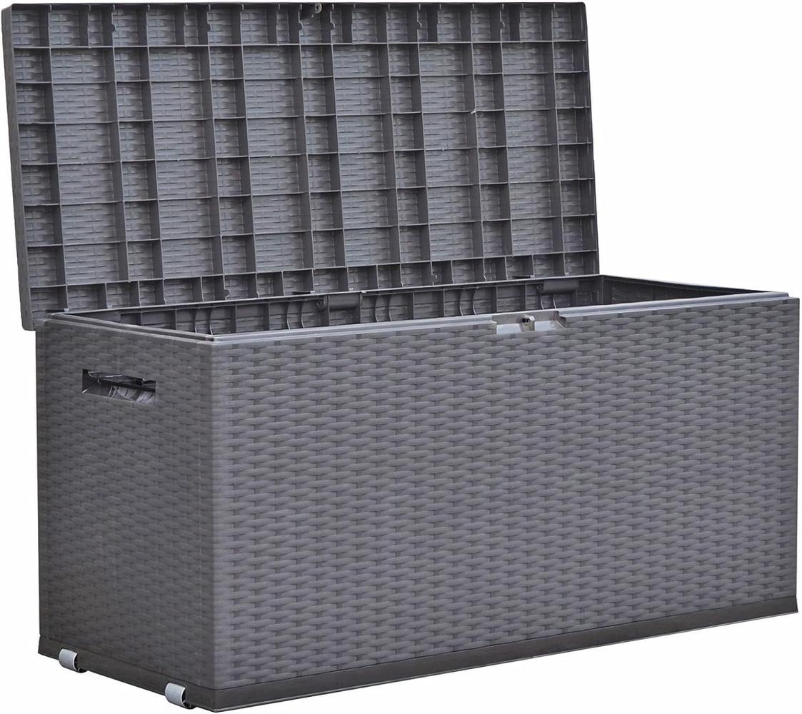 Auflagenbox Poly Rattan Kissenbox Gartenbox Aufbewahrungsbox Schwarz 1200 Anthrazit Bild 1