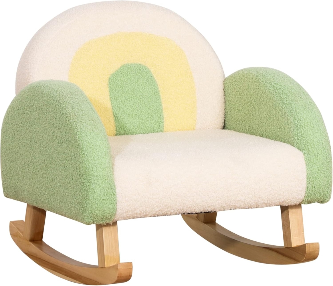 HOMCOM Kindersessel Schaukelstuhl für Kleinkinder Niedliches Design, Schaffell-Imitat Grün (Kindersofa, 1-St, Kindercouch), Grün 50 x 45 x 44 cm Bild 1