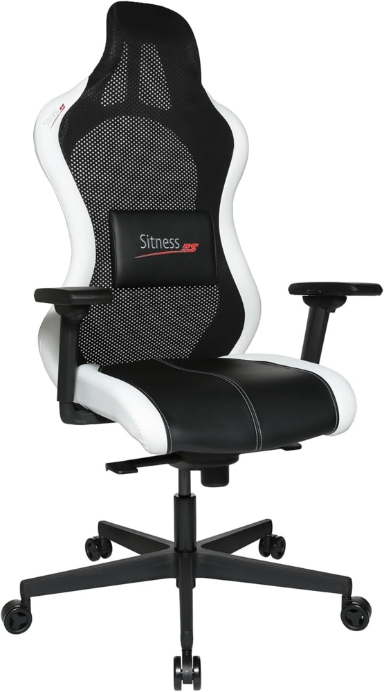 Topstar Bürostuhl Gamingstuhl Sitness RS Sport Plus Continental Kunstleder inkl. Armlehnen weiß/schwarz mit Lordosenkissen Bild 1