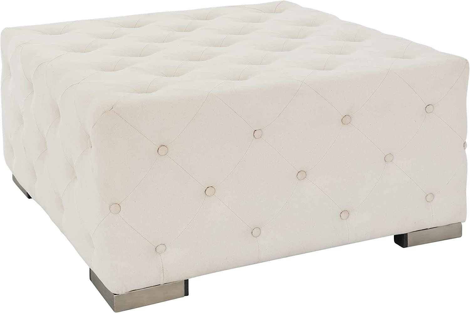 Sitzhocker XXL 90x45x90 cm Creme aus Leinen mit Metallfüße WOMO-Design Bild 1