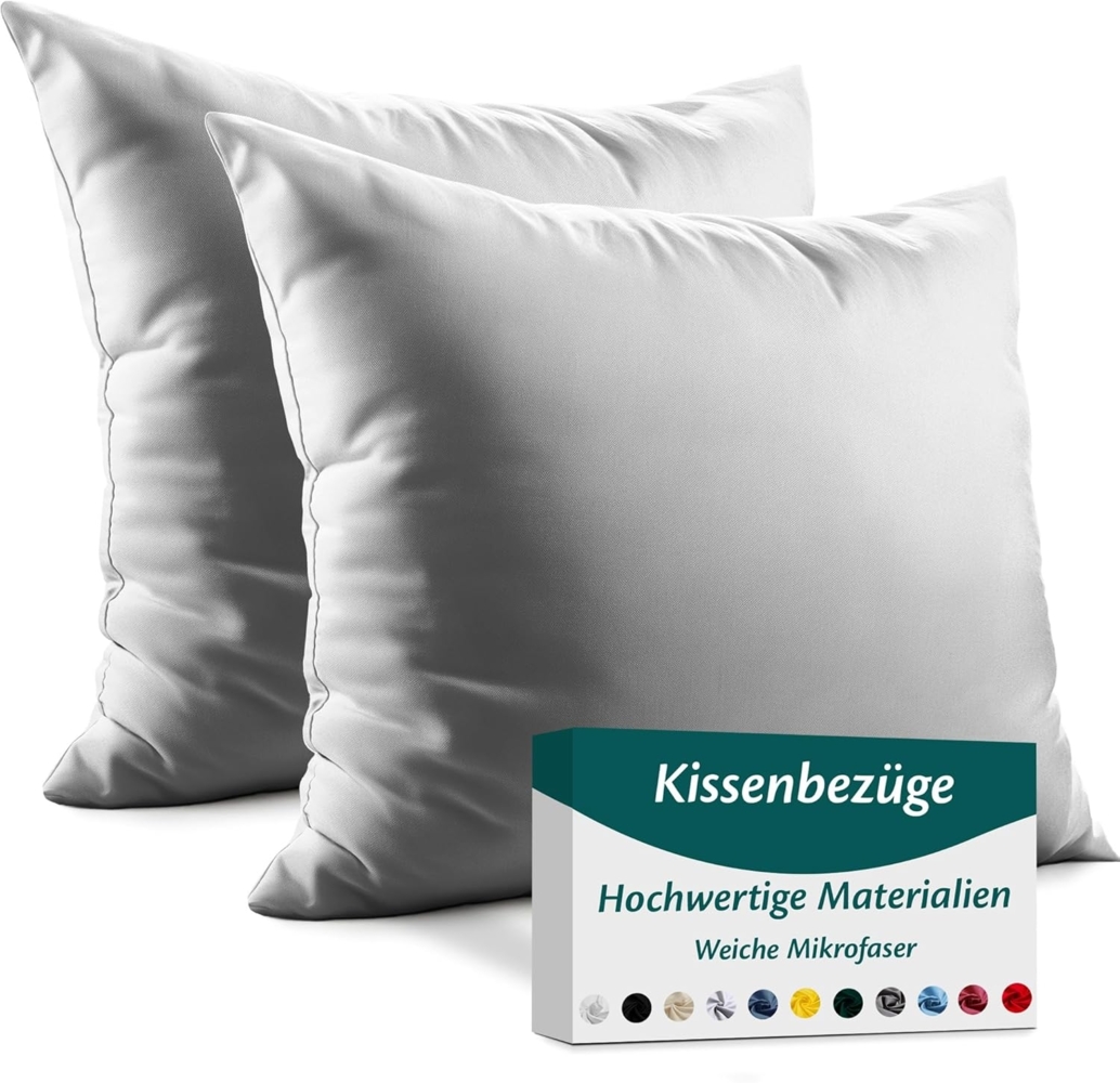 Kissenbezug 60x60 Mikrofaser Premium 2er Set Kissenhülle Deko für Kissen Sofa/Bett Stoff Superweicher Resistent Hypoallergen Anti-Milben Atmungsaktiv Kopfkissenbezug mit Verdecktem Zip Voll Waschbar Bild 1