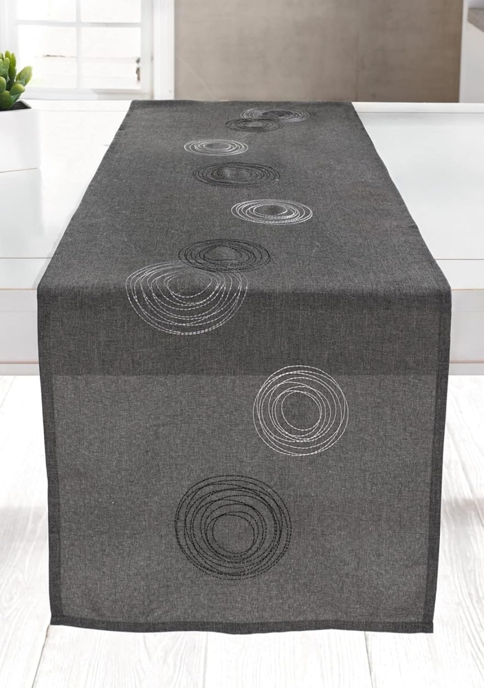 edler Tischläufer "Kringel" 40x150 cm, grau, Tischband, Mitteldecke Bild 1