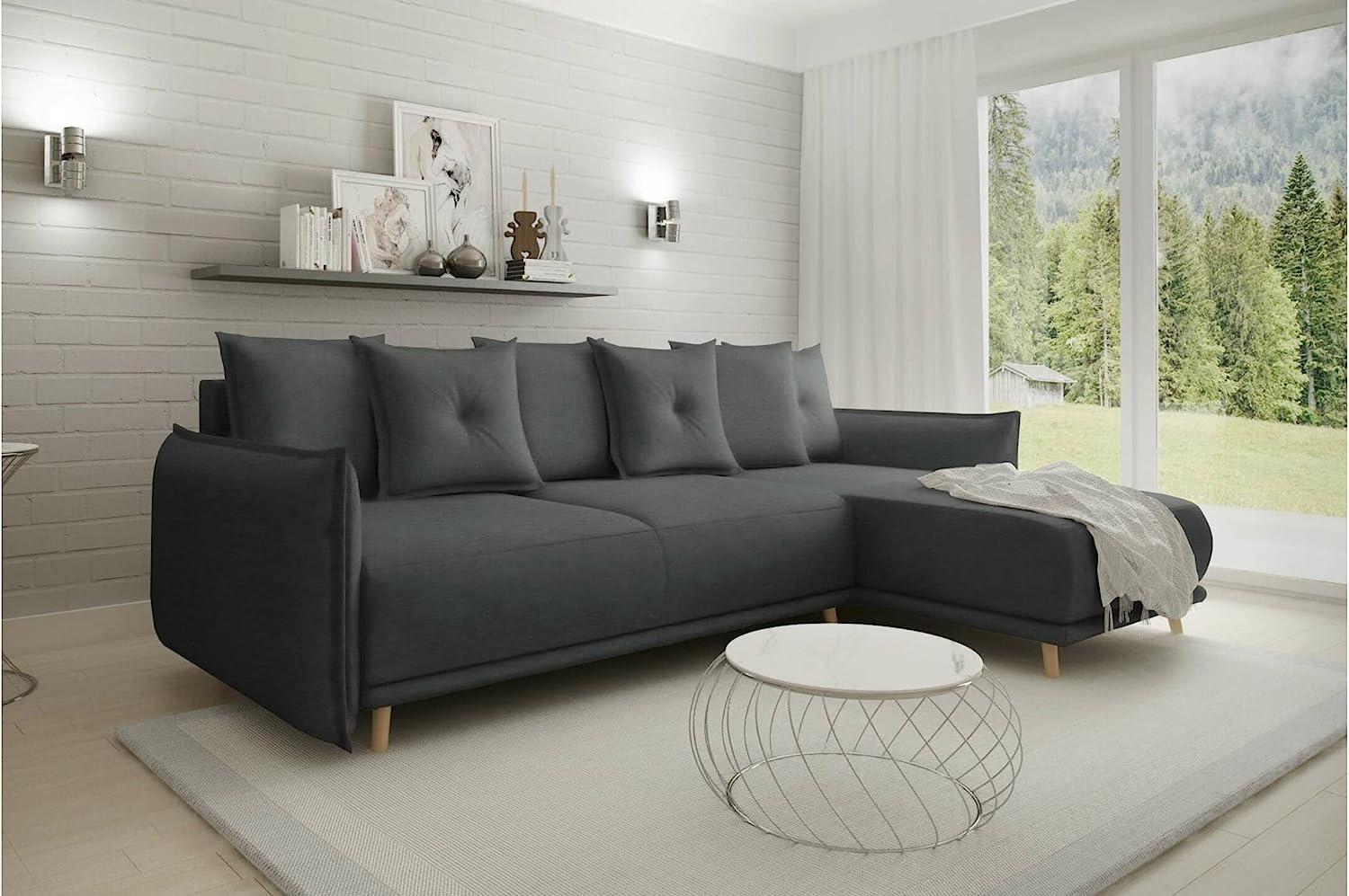 Stylefy Mauri Ecksofa Kunstleder CAYENNE Beton Rechts Bild 1