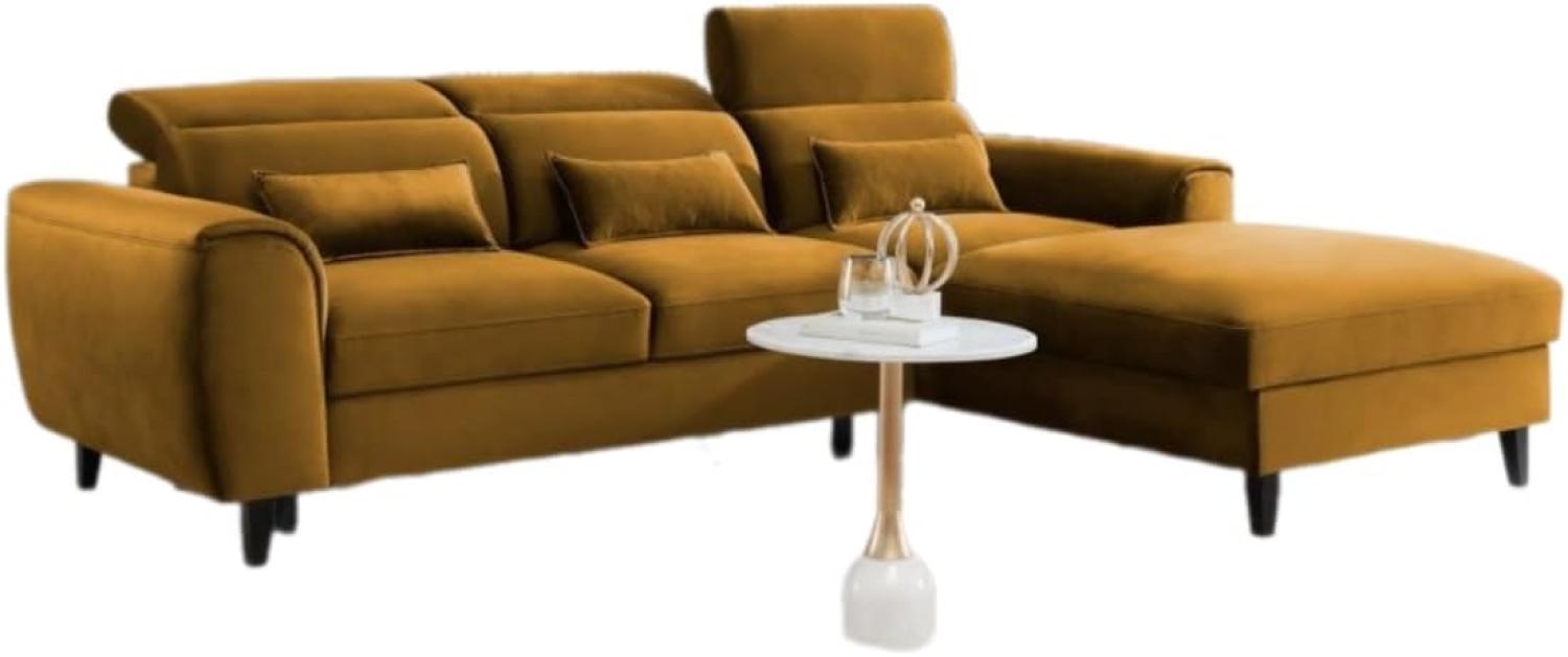 Designer Sofa Forino mit Schlaf- und Klappfunktion Senf Rechts Bild 1