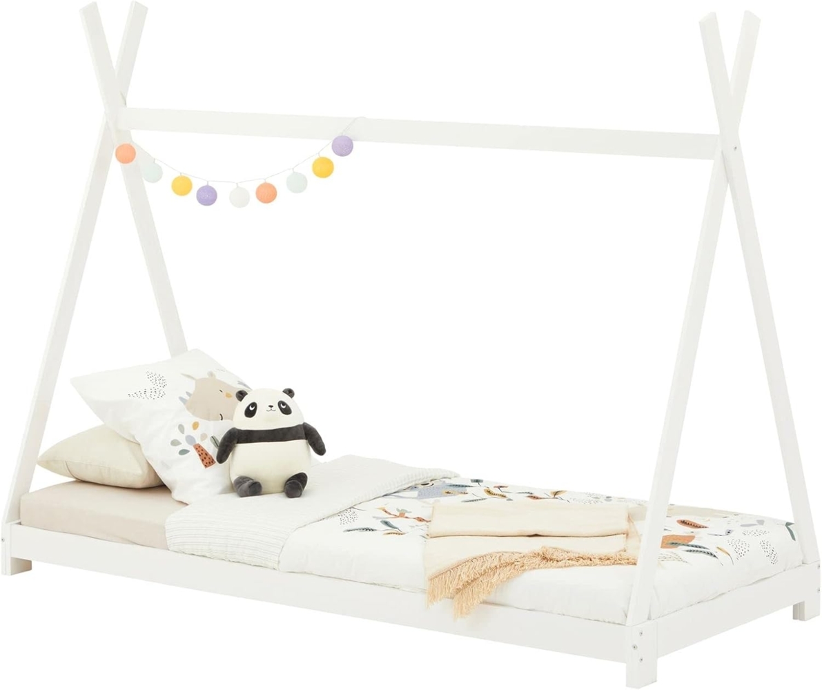 IDIMEX Kinderbett ELIN, Tipibett Hausbett Spielbett Zeltbett Zelt Tipi Bett mit Dach aus Kiefe Bild 1