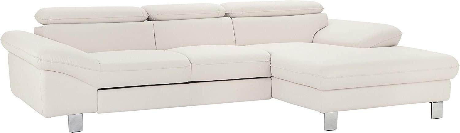 Mivano Ecksofa Driver mit Recamiere rechts, Ledercouch im modernen Design, Inkl. verstellbare Kopfstützen, 268 x 73 x 169, Kunstleder, Weiß Bild 1