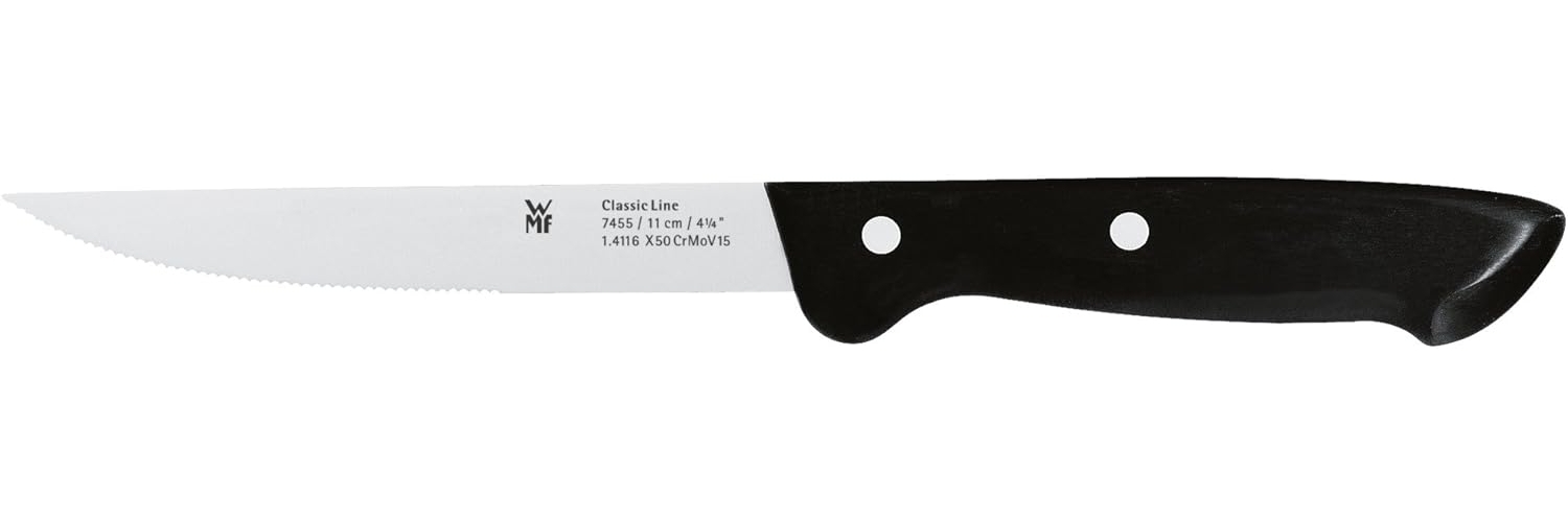 WMF Classic Line Steakmesser mit Doppelwellenschliff, 22 cm, Spezialklingenstahl, Kunststoffgriff, Klinge 11 cm Bild 1