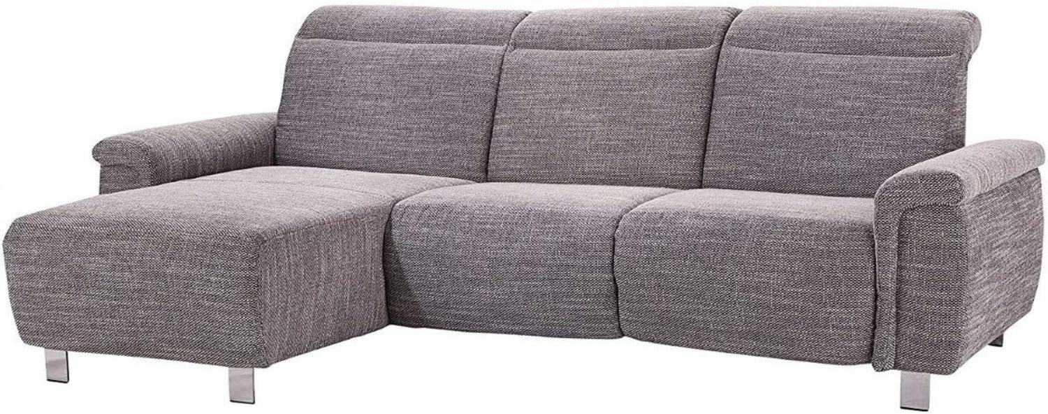Cavadore Ecksofa Tawo mit elektrischer Wall-Free-Funktion / moderne Eckcouch mit verstellbaren Kopfstützen, Strukturstoff grau, 253 x 91 x 168 cm Bild 1