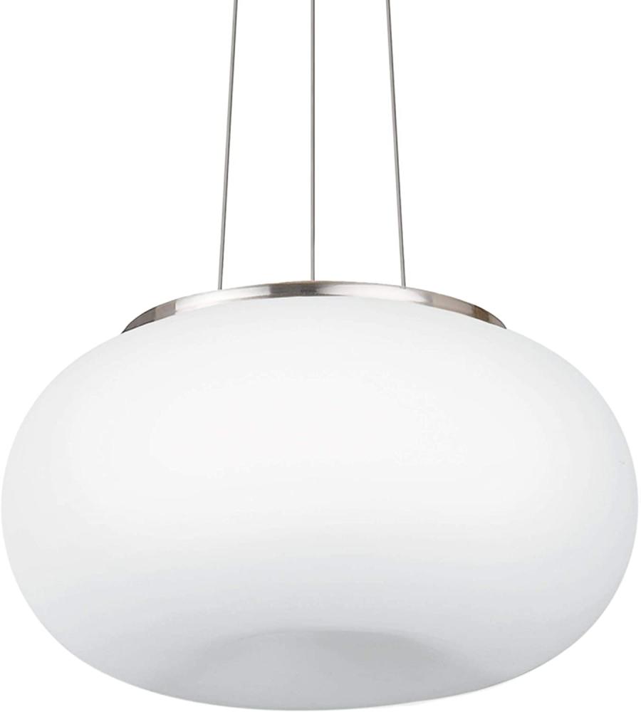 Eglo 86814 Pendellampe OPTICA nickel-matt mit weißem Glasschirm, E27 max. 2X40W Ø 35cm Bild 1