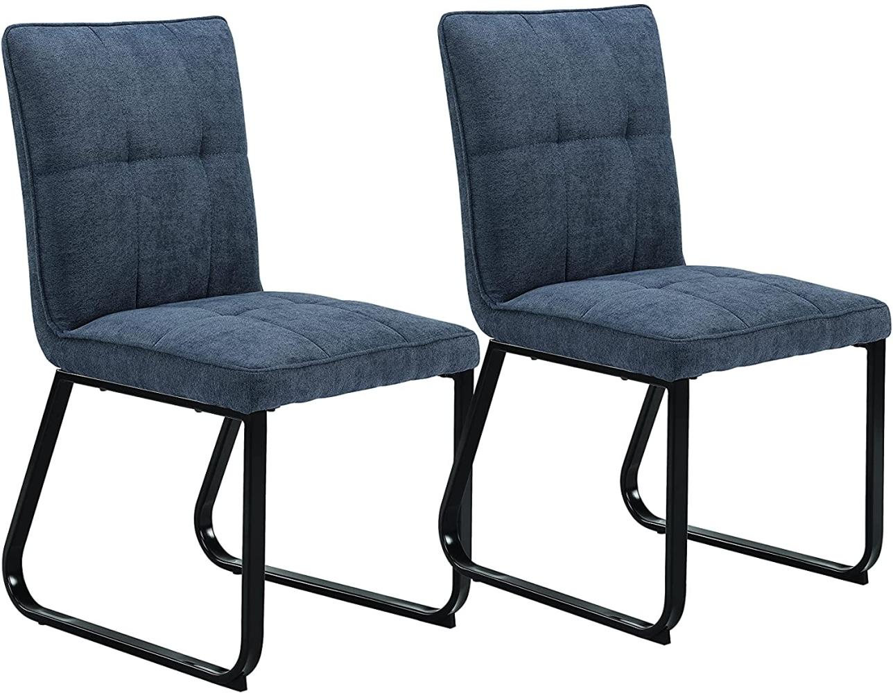 byLIVING Esszimmerstuhl 2er Set Talea / Webstoff in dunkelgrau / Gestell Metall in schwarz pulverbeschichtet / Esszimmerstuhl / Wohnzimmerstuhl / bis 120 kg / B 46, H 86, T 55 cm Bild 1