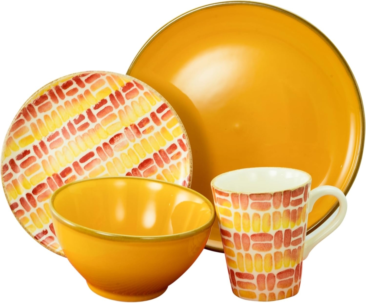 CreaTable 22893 Kombiservice Marbella für 4 Personen, Steingut, orange (1 Set, 16-teilig) Bild 1